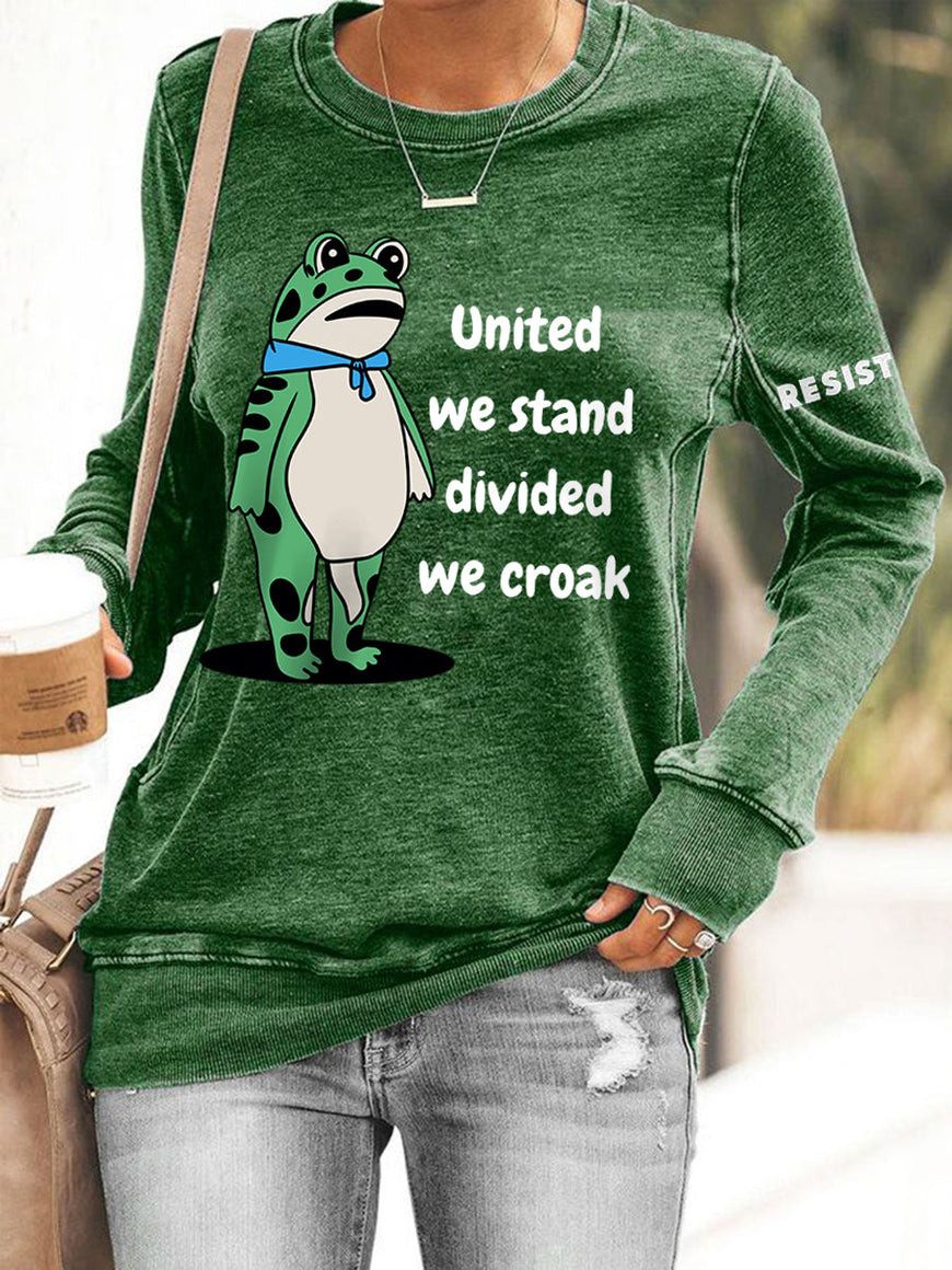 Frog United We Stand Divided We Croak Sweatshirt No King Resist Anti ICE Merch Gift Ideas