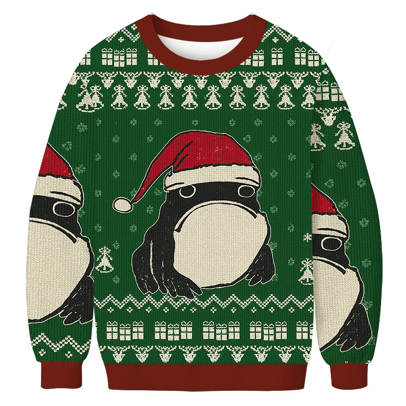 Frog Wearing Santa Hat Green Christmas Ugly Sweater Christmas Clothing Frog Lover Xmas Gifts