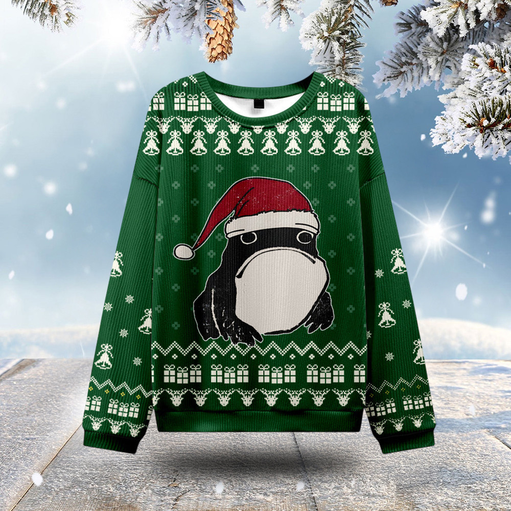 Frog Wearing Santa Hat Ugly Christmas Sweater Animal Design Xmas Gifts For Frog Owners