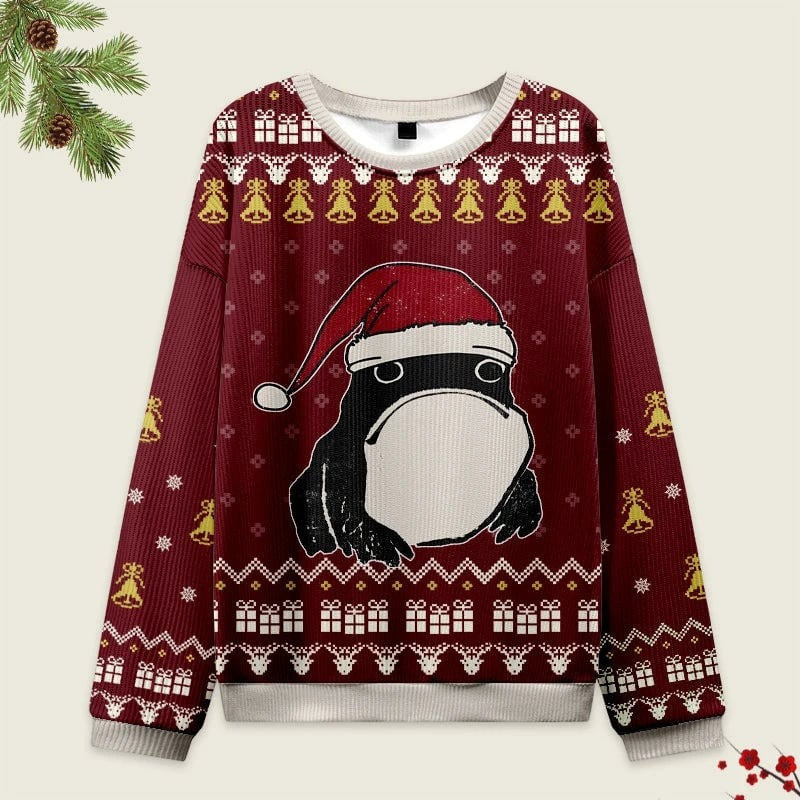 Frog Wearing Santa Hat Ugly Christmas Sweater Cute Xmas Holiday Gifts For Frog Lovers