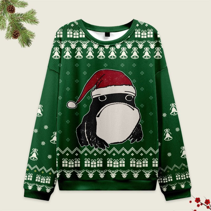 Frog Wearing Santa Hat Ugly Christmas Sweater Cute Xmas Holiday Gifts For Frog Lovers