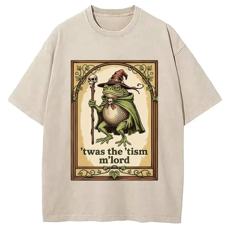 Frog with a Sword Washed T-Shirt Cool Urban Street Style Shirt Gifts For Sister