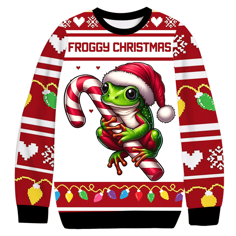 Froggy Christmas Ugly Sweatshirt Holiday Joke Gift Idea
