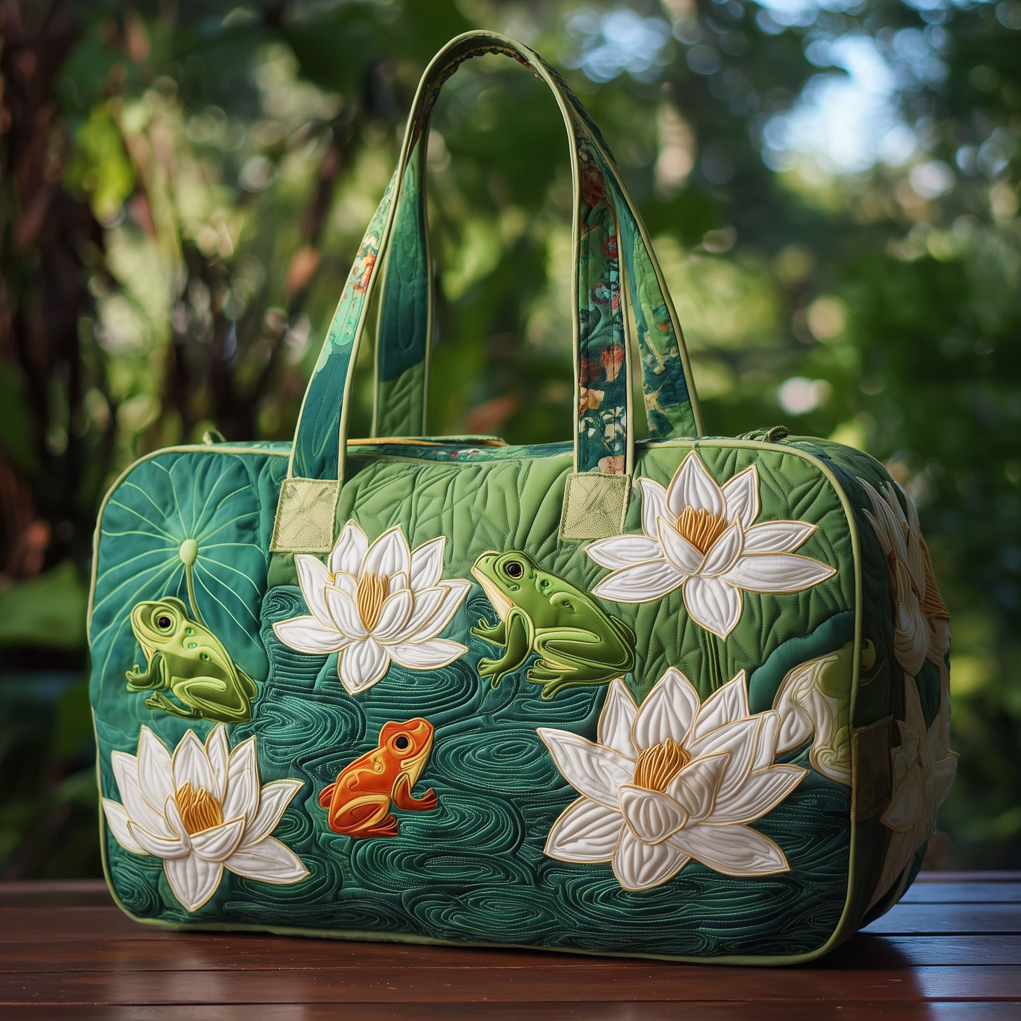 Froggy Heaven Quilted Duffle Bag Father's Day Gift Idea