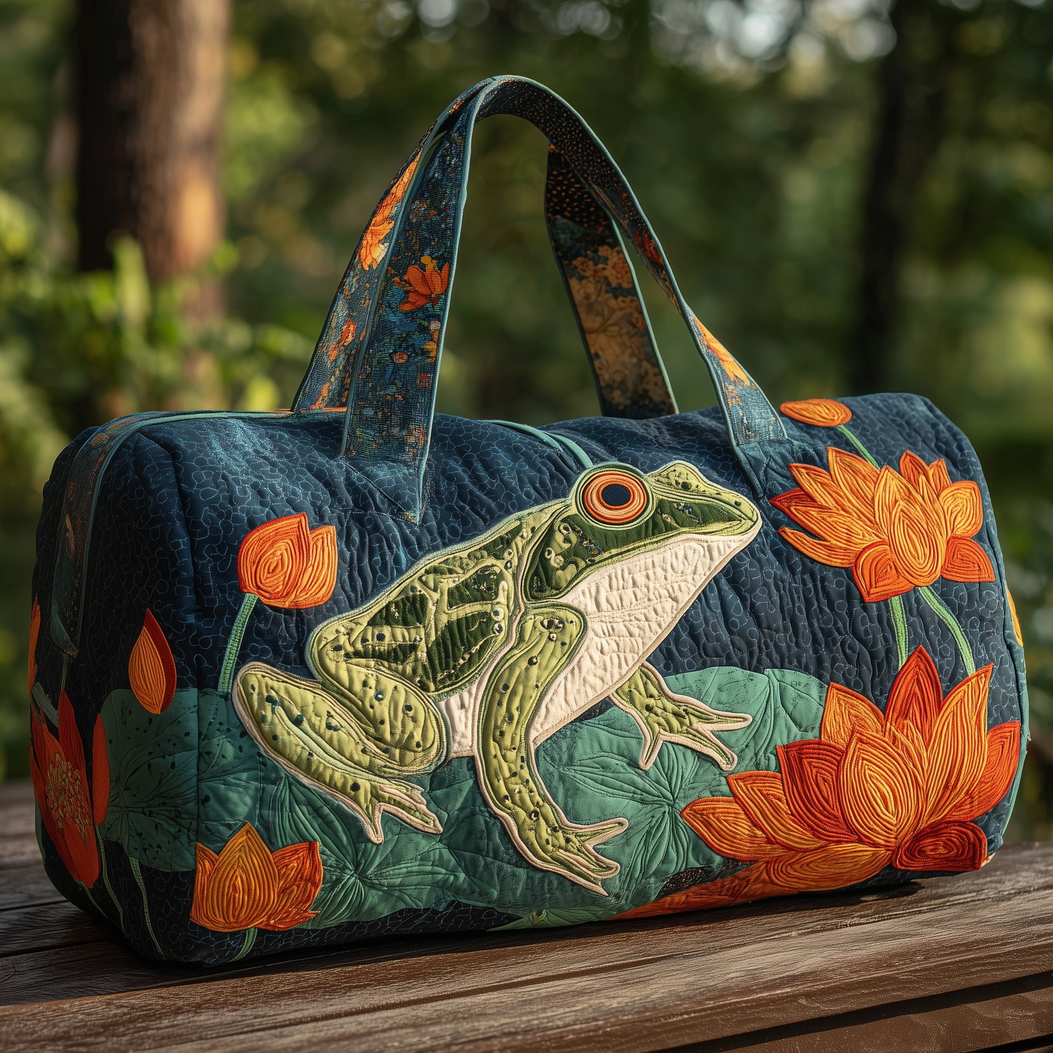 Froggy Heaven Quilted Duffle Bag Holiday Gift Idea