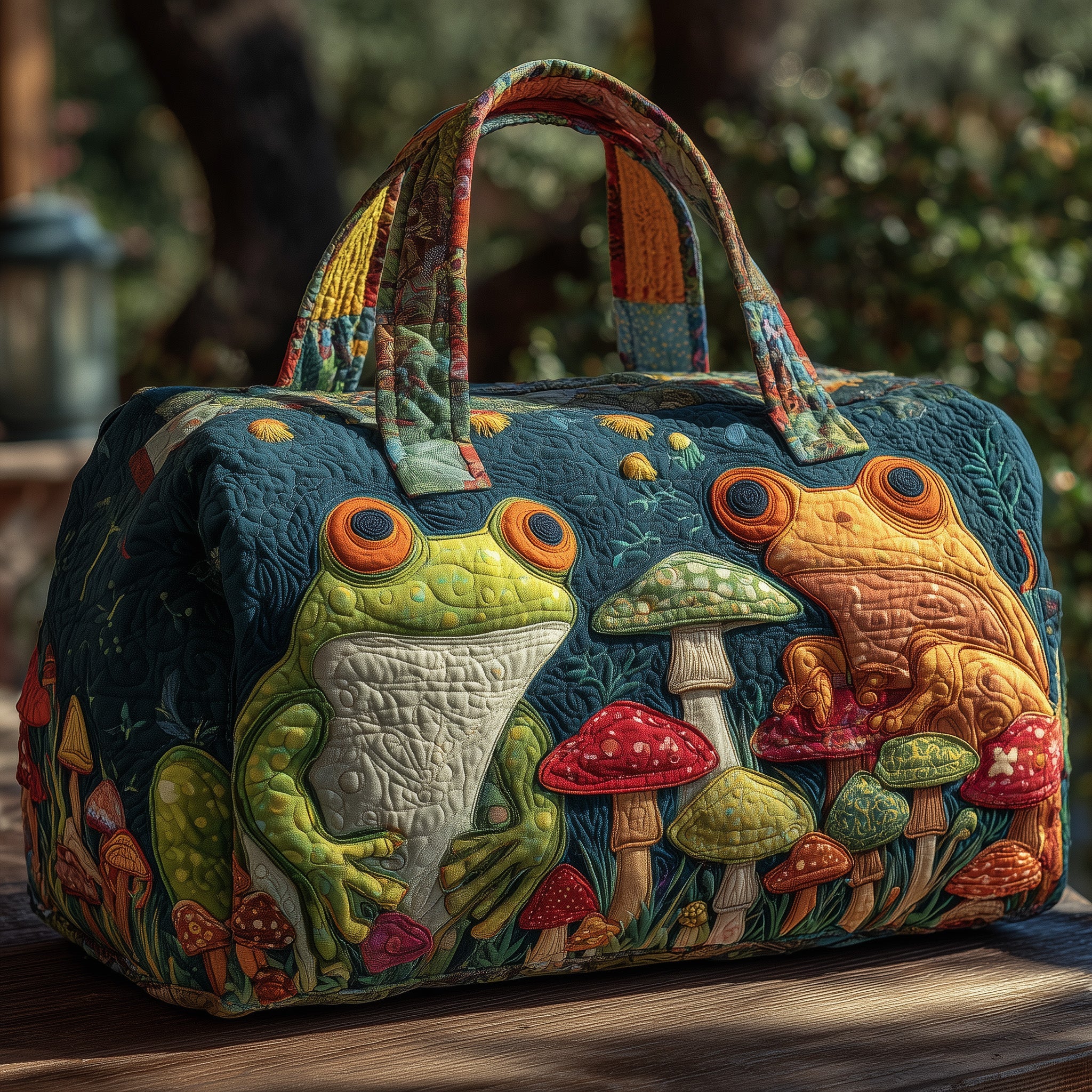 Froggy Heaven Quilted Duffle Bag Stylish And Practical