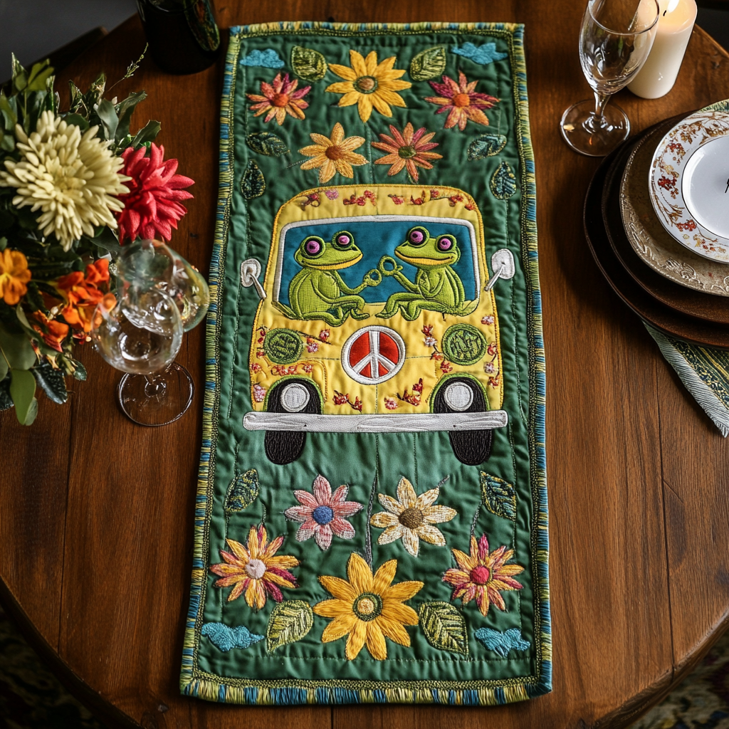 Froggy Trail Quilted Table Runner Dining Room Decor Ideas Best Gifts For Hippies
