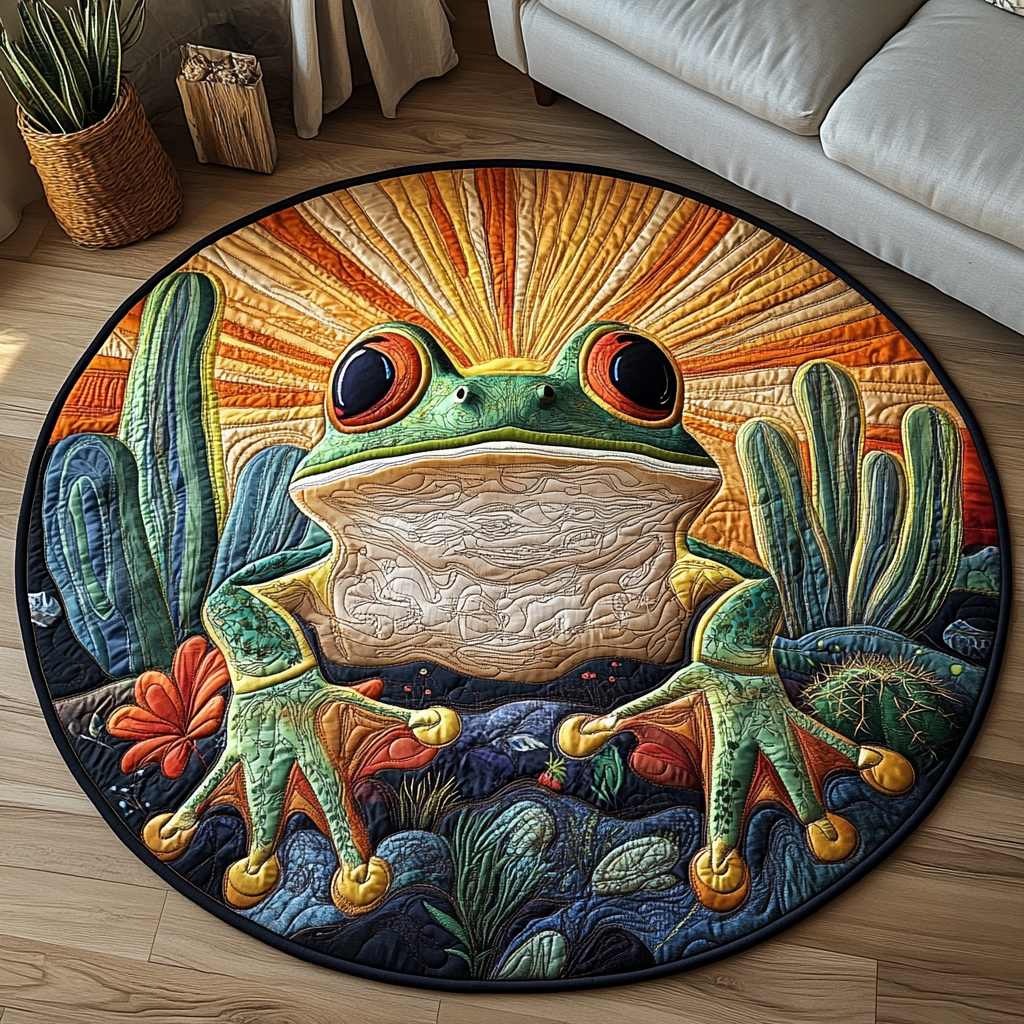 Frogs Cacti Quilted Round Mat Entrance Way Ideas Frog Gifts For Adults