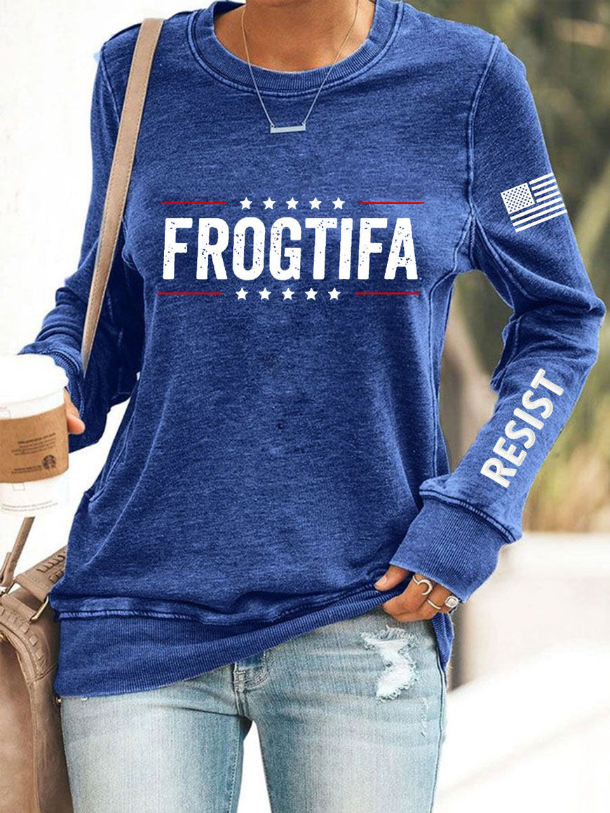 Frogtifa Resist Sweatshirt 86 47 FDT American Flag Anti Fascism Merch Gift Ideas