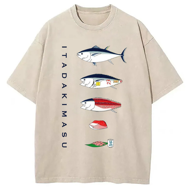 From Fish To Sashimi Washed T-Shirt Funny Aesthetic Trendy Apparel Gifts For Him From Fish To Sashimi Washed T-Shirt Funny Aesthetic Trendy Apparel Gifts For Him
