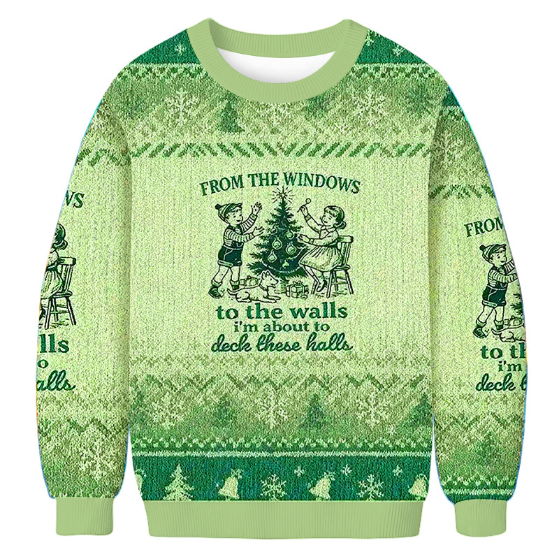 From Windows To Walls Deck These Halls Christmas Ugly Sweater Holiday Clothing Xmas Gifts