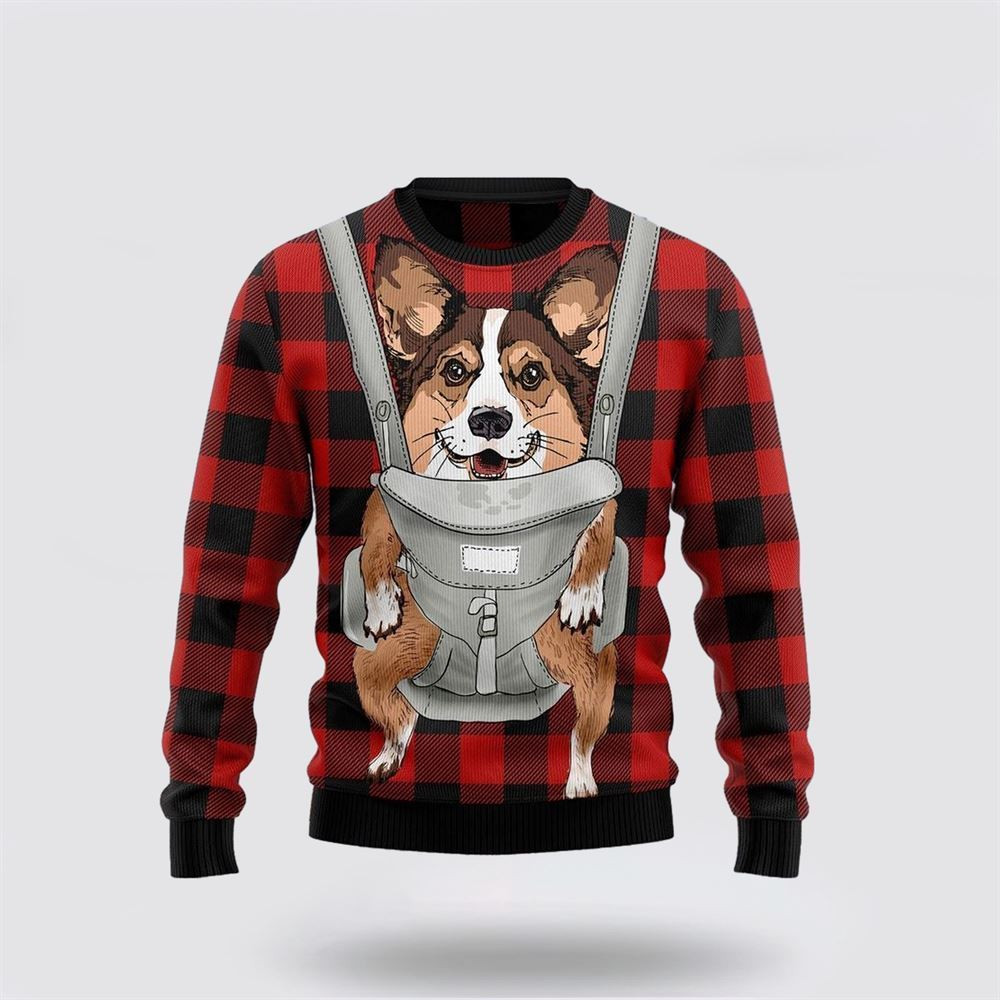 Front Carrier Dog Pembroke Welsh Corgi Ugly Christmas Sweater Christmas Gift For Dog Love