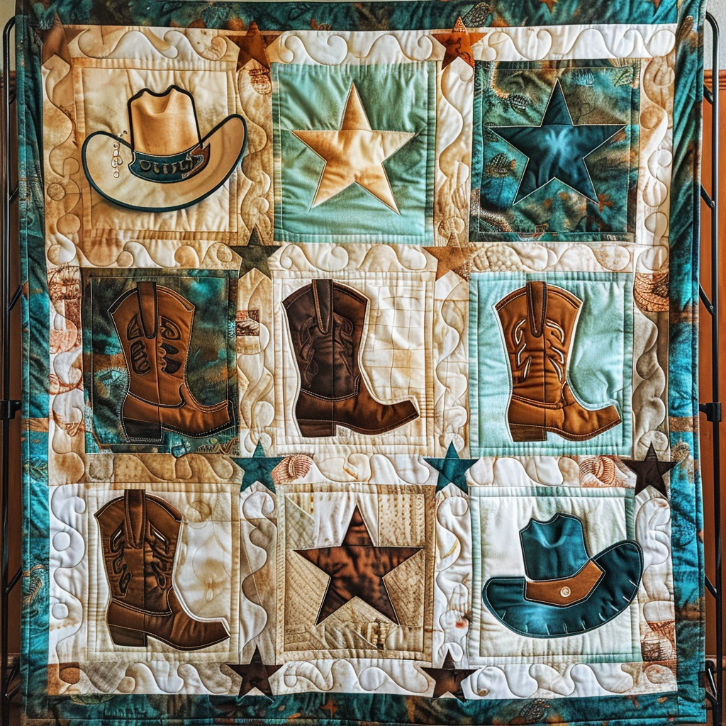 Frontier Elegance Quilted Blanket Gift For Cow Lover