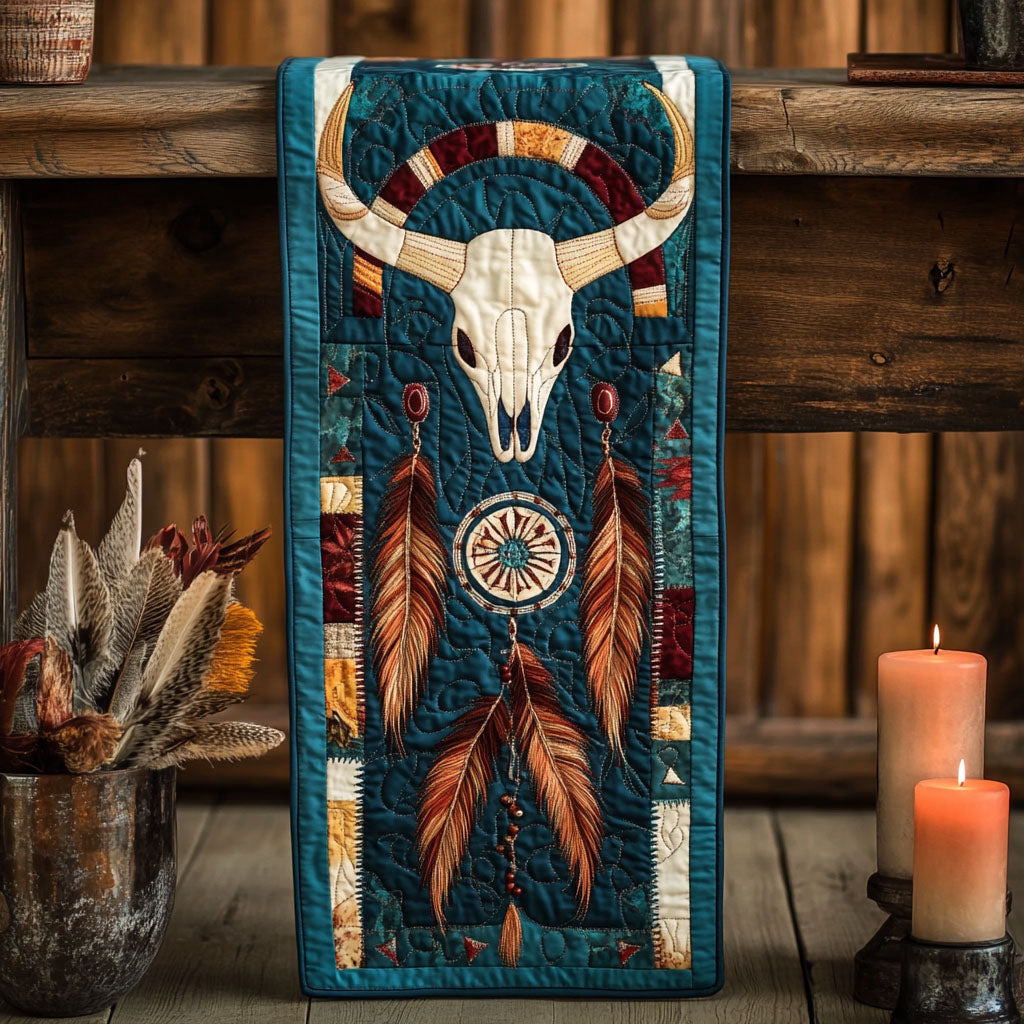 Frontier Glory Quilted Table Runner Kitchen Table Decor Unique Native American Gifts