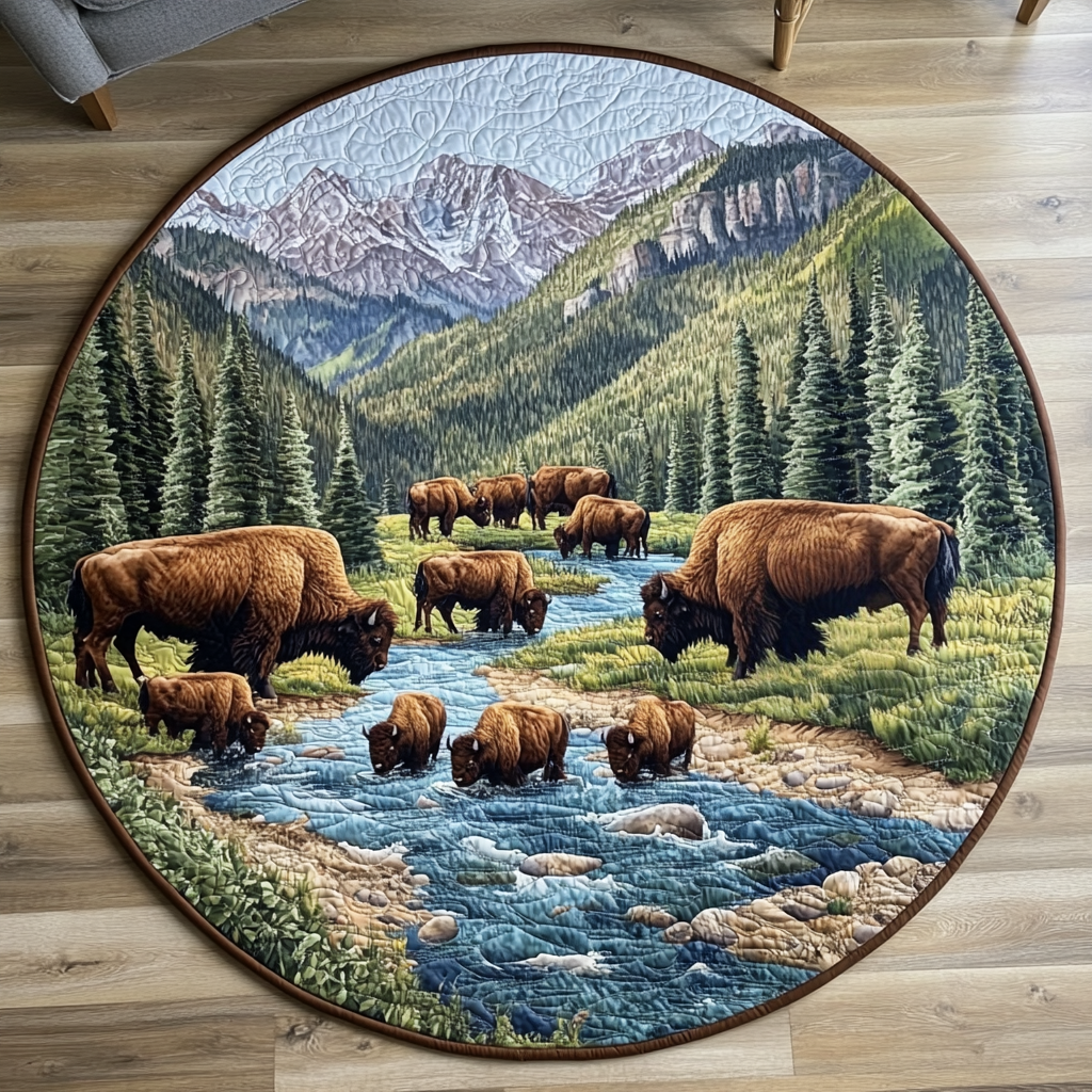 Frontier Herd Quilted Round Mat Entryway Ideas Best Christmas Gifts For Women