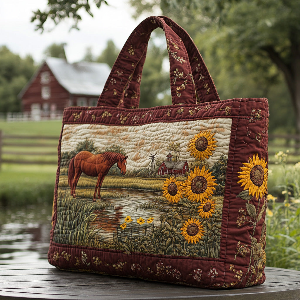 Frontier Sunrise Quilted Tote Bag Cow Lover Gift