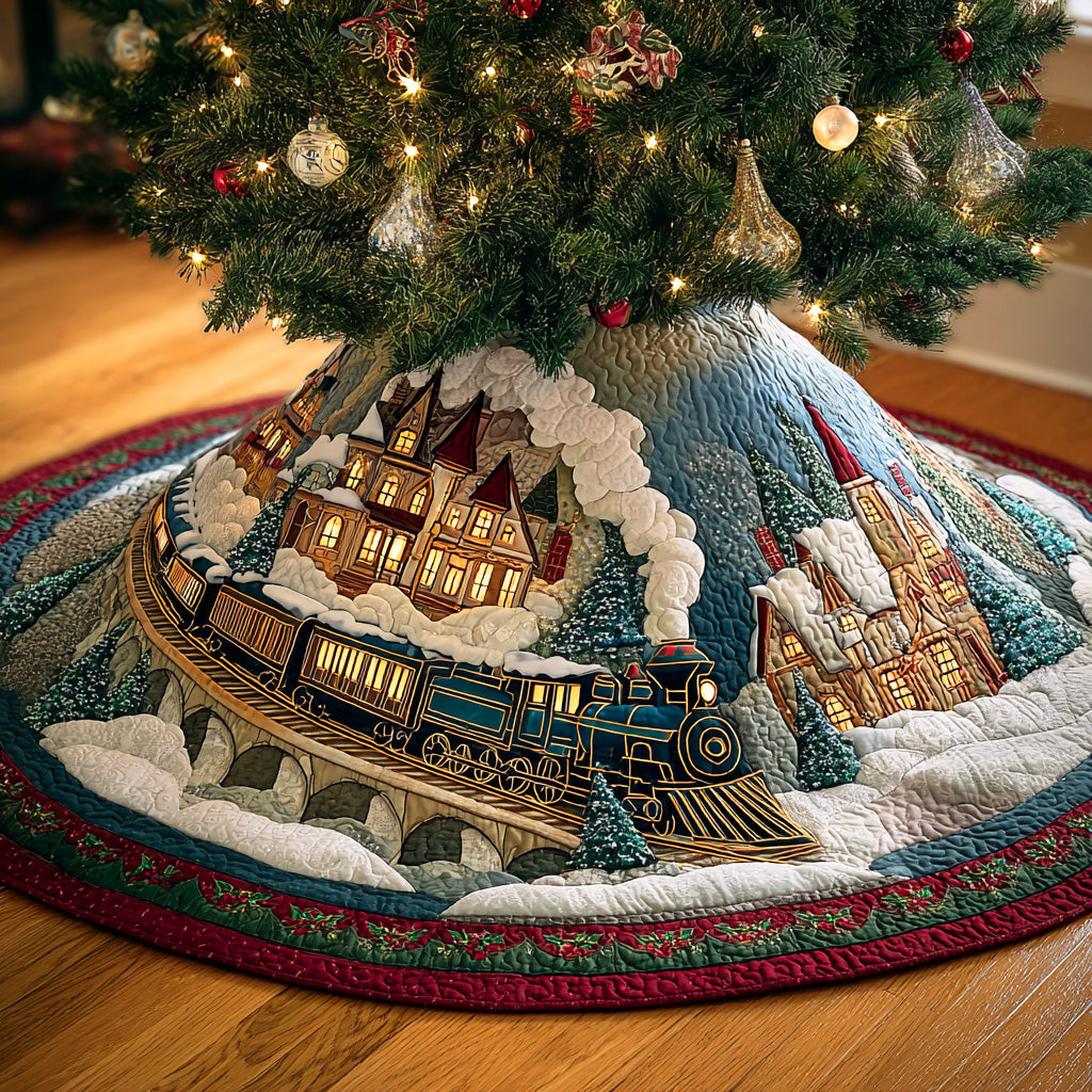 Frost Express Christmas Quilted Tree Skirt Beautiful Quilted Tree Skirt Gift for Cozy Christmas