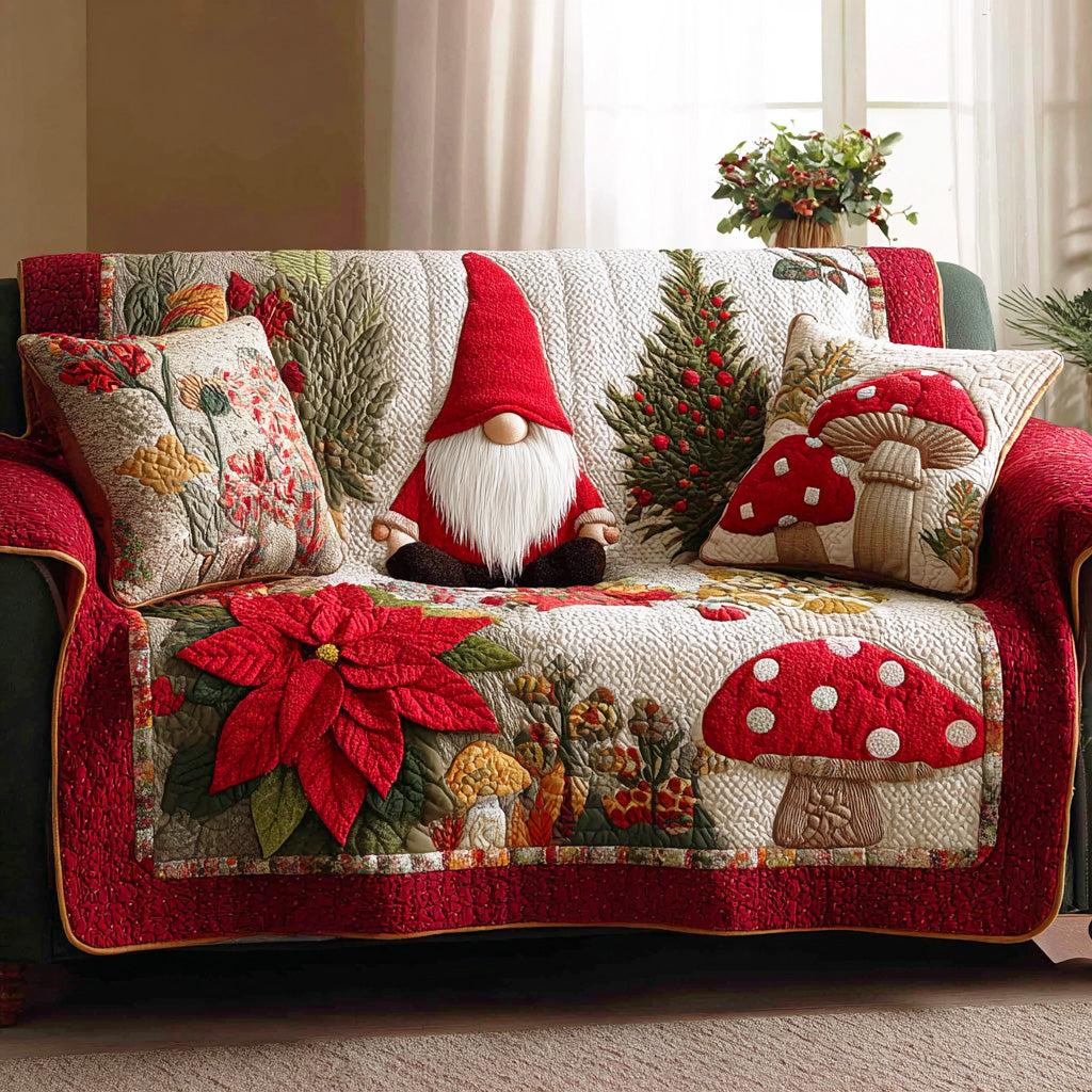 Frost Gnome Dreams Quilted Sofa Cover Holiday Living Decorations Unique Gifts Family