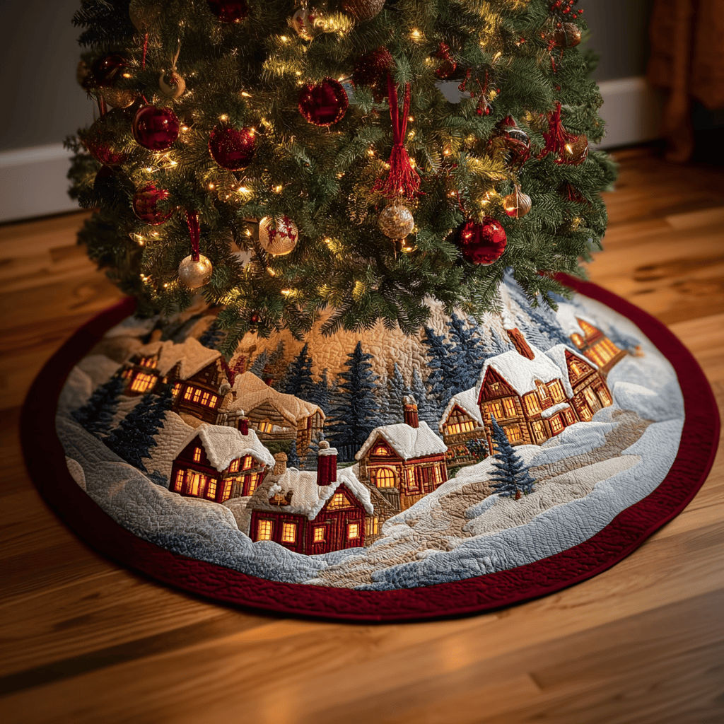Frost Home Christmas Quilted Tree Skirt Holiday Decorations Christmas Gift Ideas