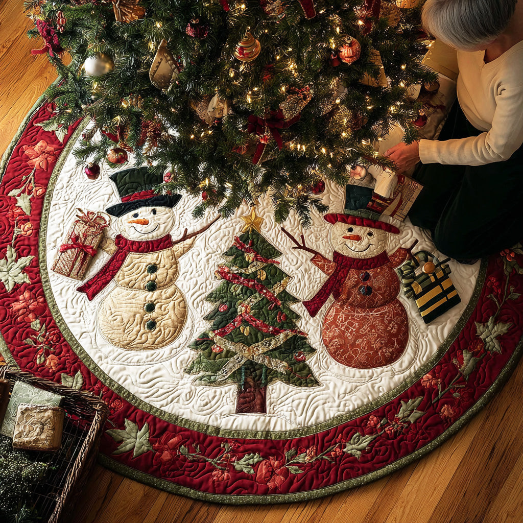 Frost Lantern Night Christmas Quilted Tree Skirt Winter Home Decor Christmas Gift Ideas