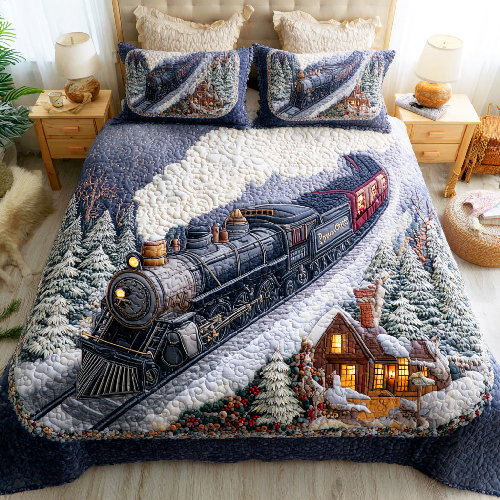 Frost Rail Journey Quilted Bedding Set Queen Size Comforter Best Family Christmas Gifts