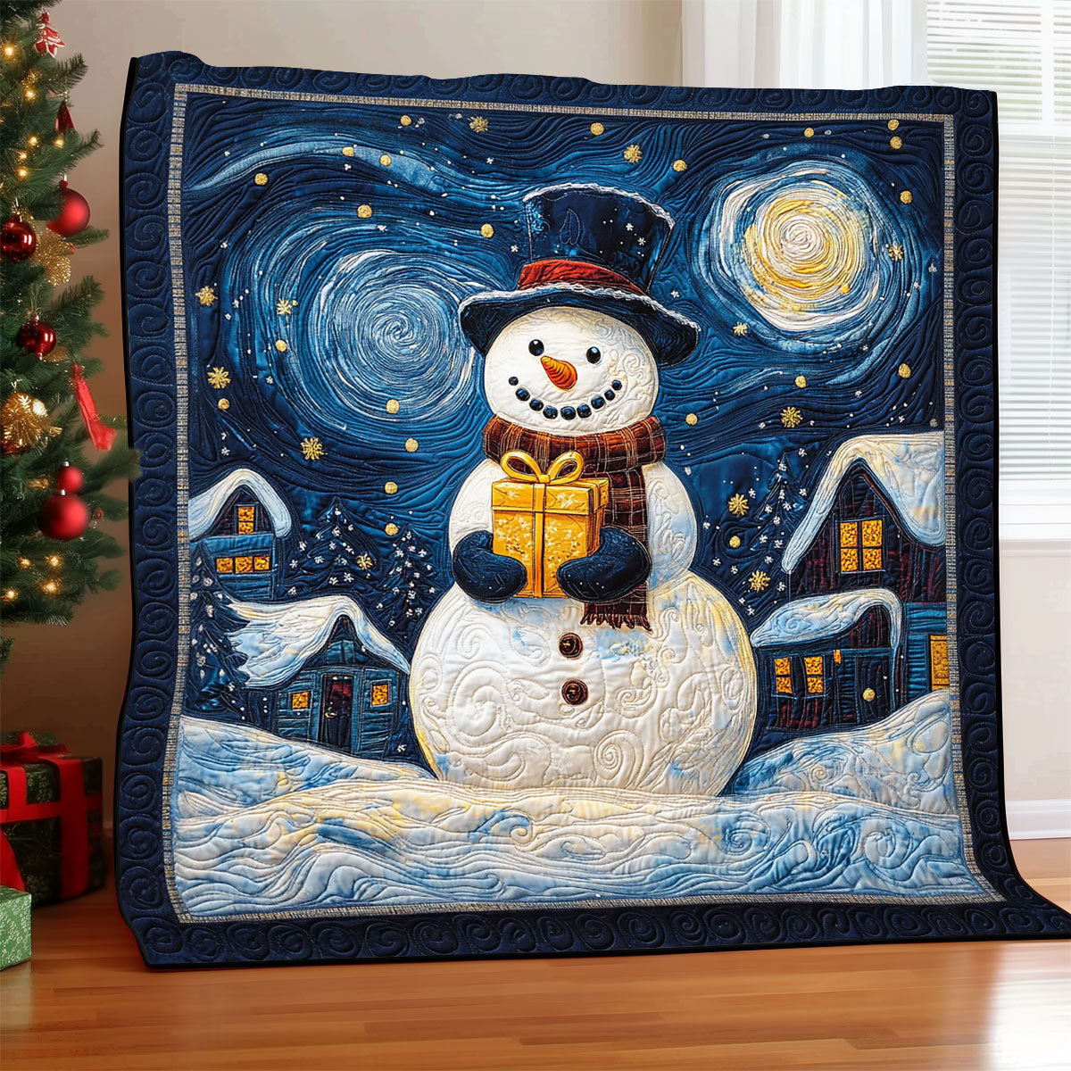 Frost Smile Quilt Blanket Christmas Throws For Couch Secret Santa Gifts For Coworkers