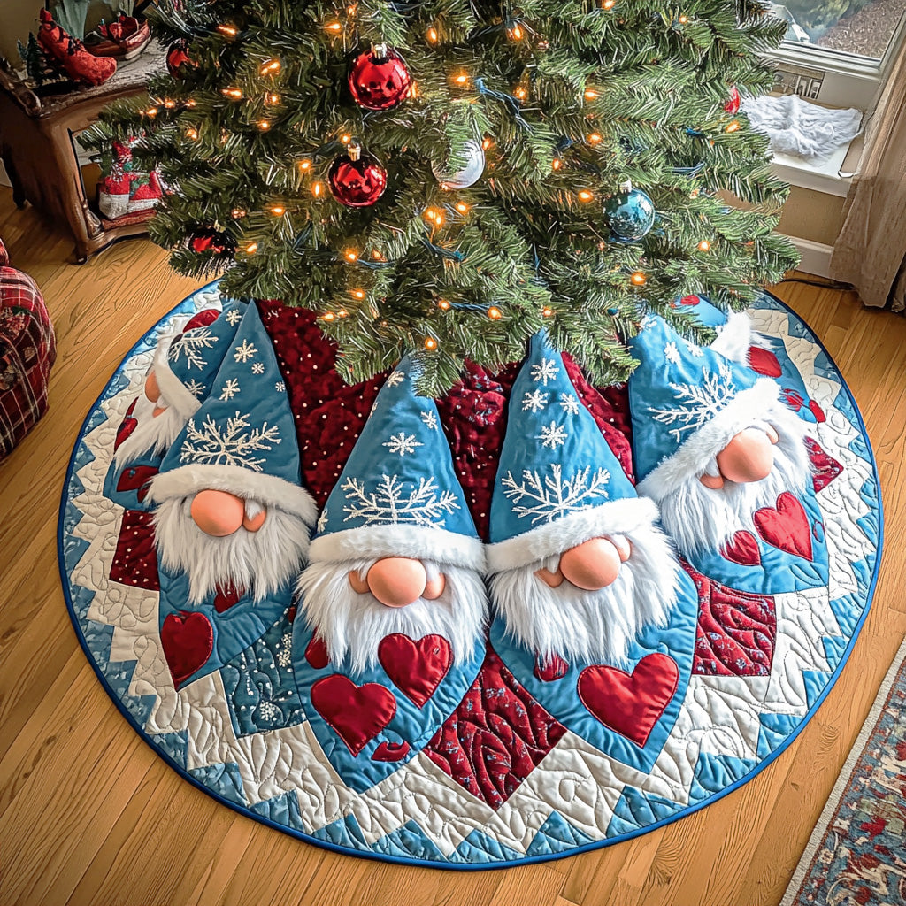 Frost Whispers Christmas Quilted Tree Skirt Luxury Quilted Tree Skirt with Decorative Stitching