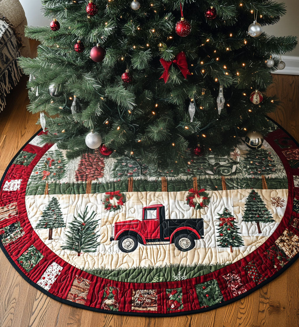 Frostbite Lane Quilted Christmas Tree Skirt Trendy Quilted Tree Skirt Gift for Modern Christmas