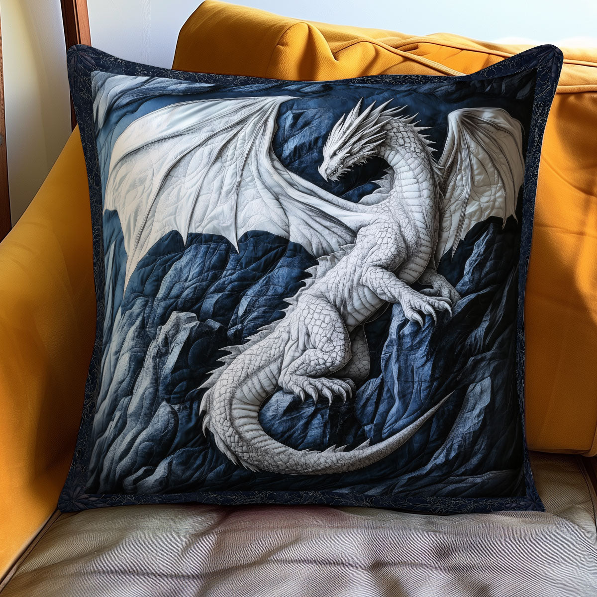 Frostborn Dragon Quilt Pillow Case Comfy Pillow Case That Adds Style to Your Bedding