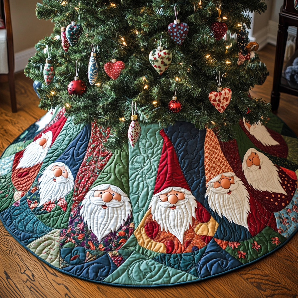 Frosted Delight Christmas Quilted Tree Skirt Lovely Gift Merch for a Festive Home