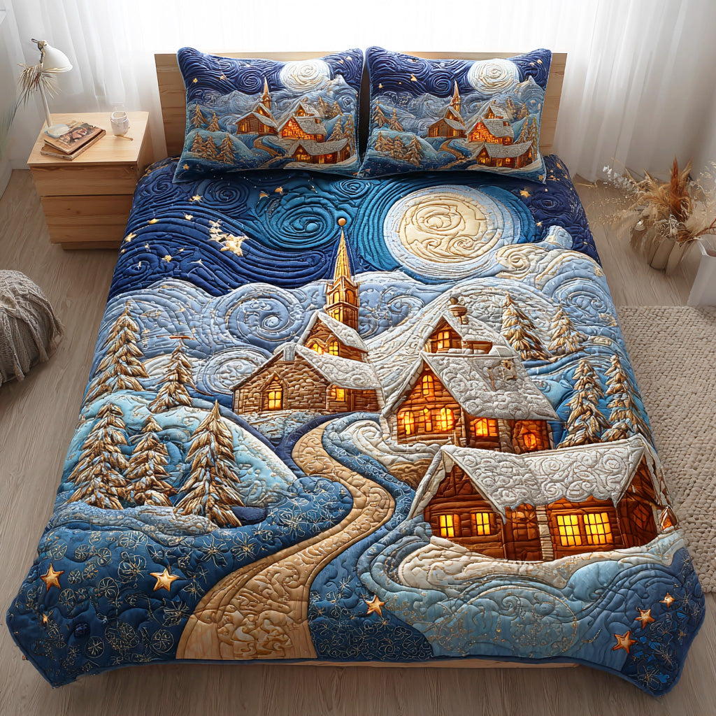 Frosted Dreamland Quilted Bedding Set Holiday Duvet Cover Set Christmas Presents For Men