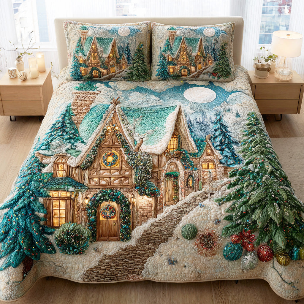 Frosted Dreamland Quilted Bedding Set Personalized Bedding Set Gift for Couples