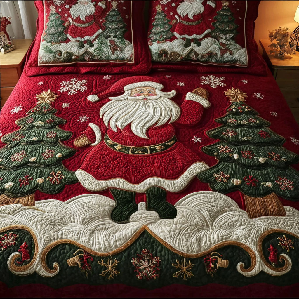 Frosted Evergreen Joy Quilted Bedding Set Best Holiday Duvet Covers Unique Christmas Gifts