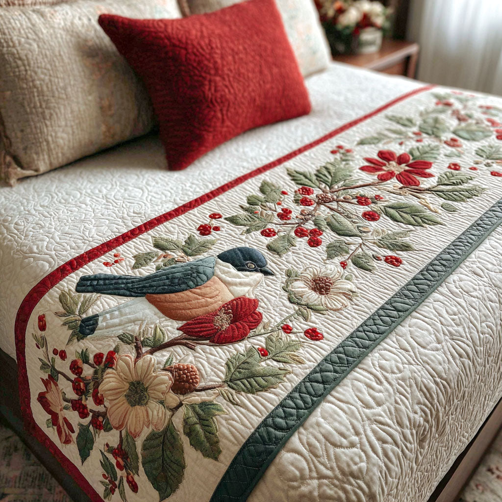 Frosted Feathers Quilted Bed Runner Christmas Bed Runner Christmas Presents
