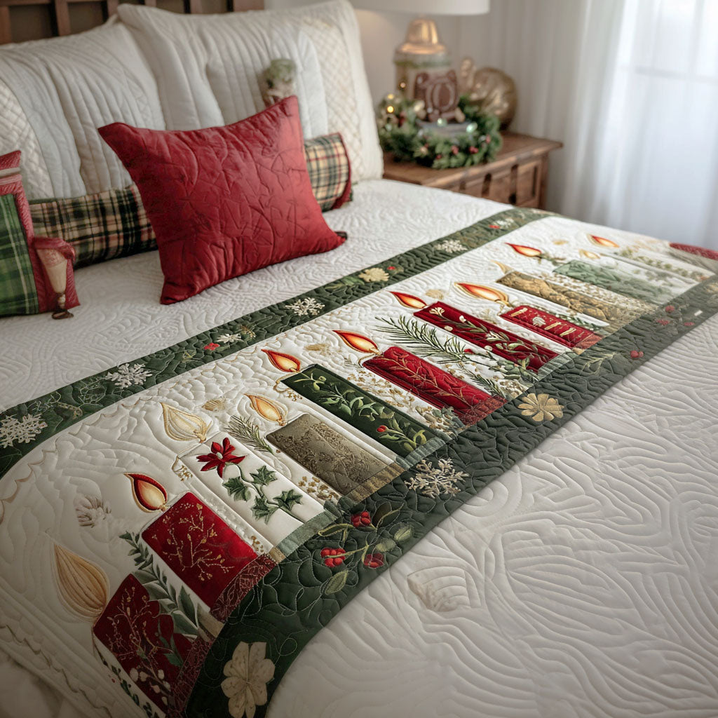 Frosted Florals Quilted Bed Runner Bed Christmas Decor Family Xmas Gift Ideas