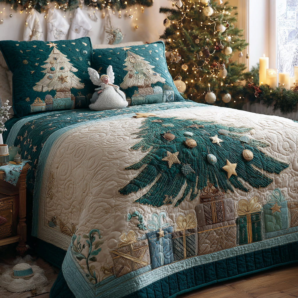 Frosted Forest Quilted Bedding Set Holiday Duvet Sets Awesome Christmas Gifts 2025