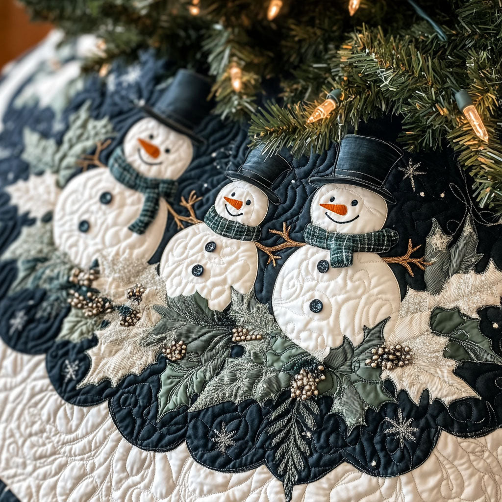 Frosted Friends Quilted Christmas Tree Skirt Must Have Holiday Merch for Christmas Decor