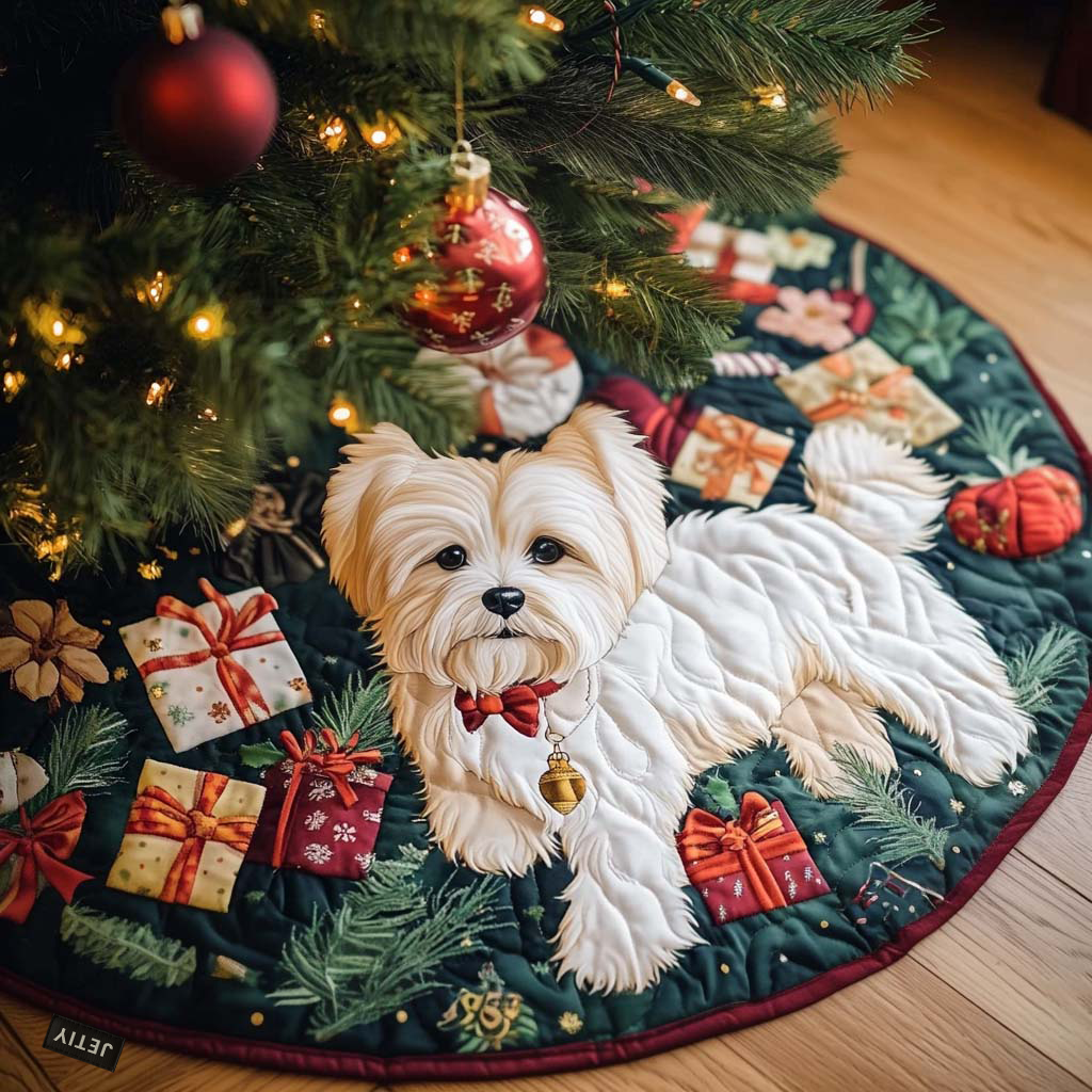 Frosted Fur Christmas Quilted Tree Skirt Christmas Holiday Decor Home