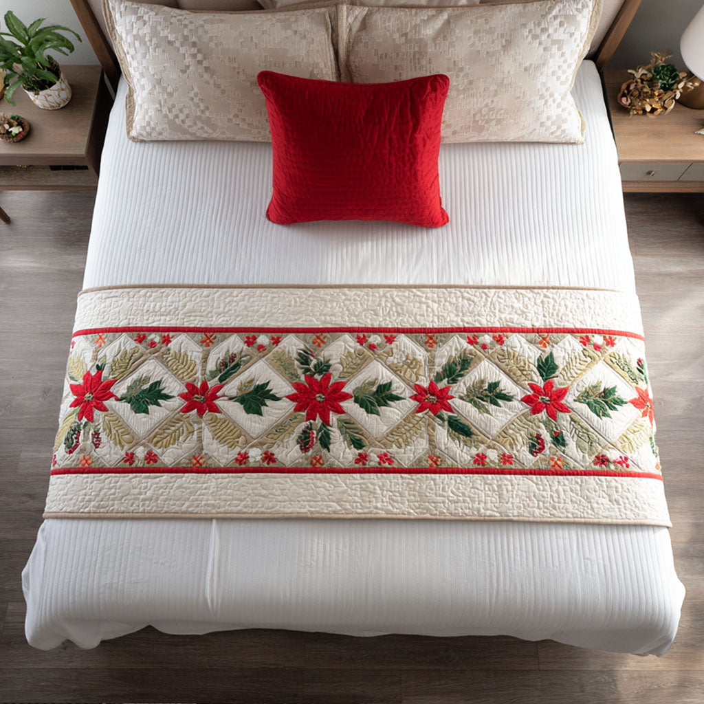 Frosted Holly Quilted Bed Runner Christmas Bedroom Ideas Family Xmas Gift Ideas