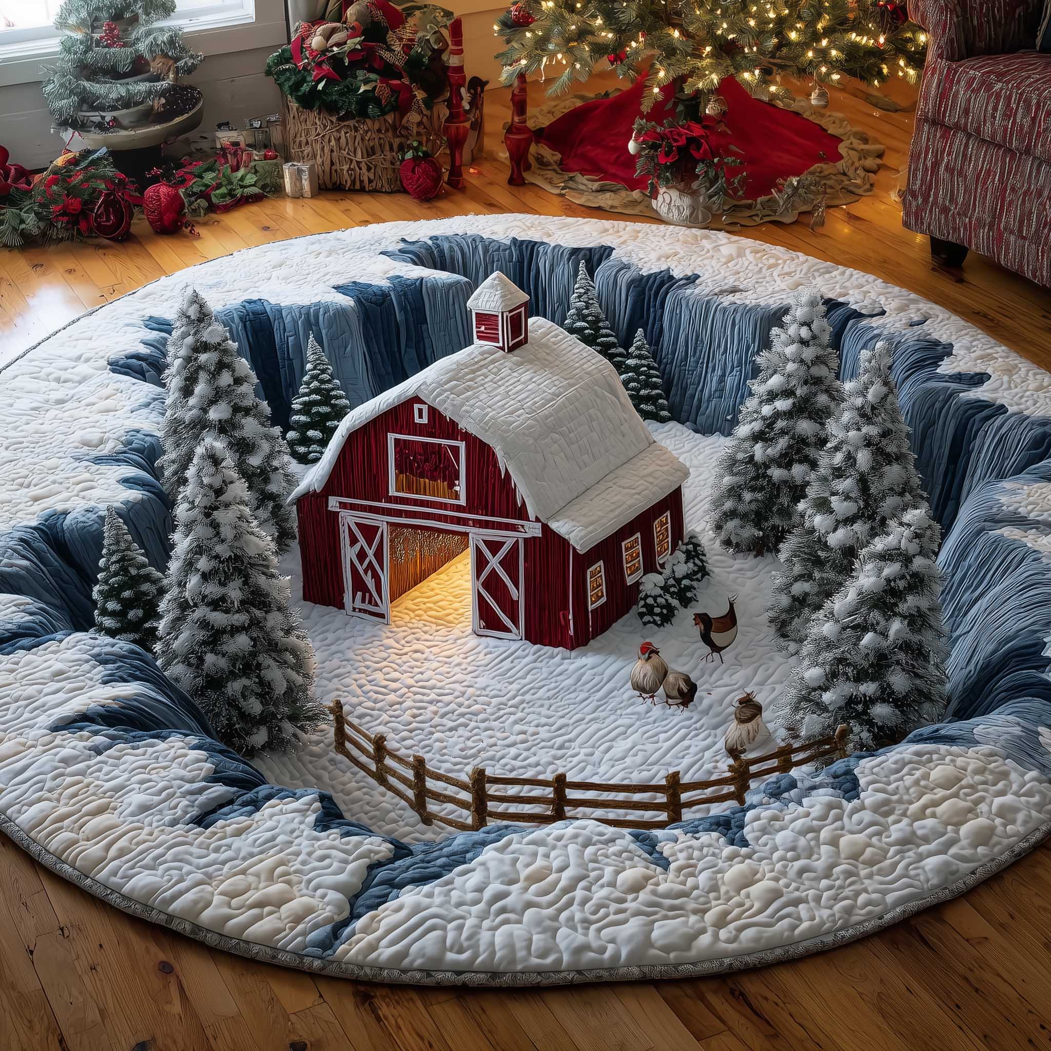 Frosted Homestead Quilted Round Mat Classic Quilted Round Mat for Timeless Decor