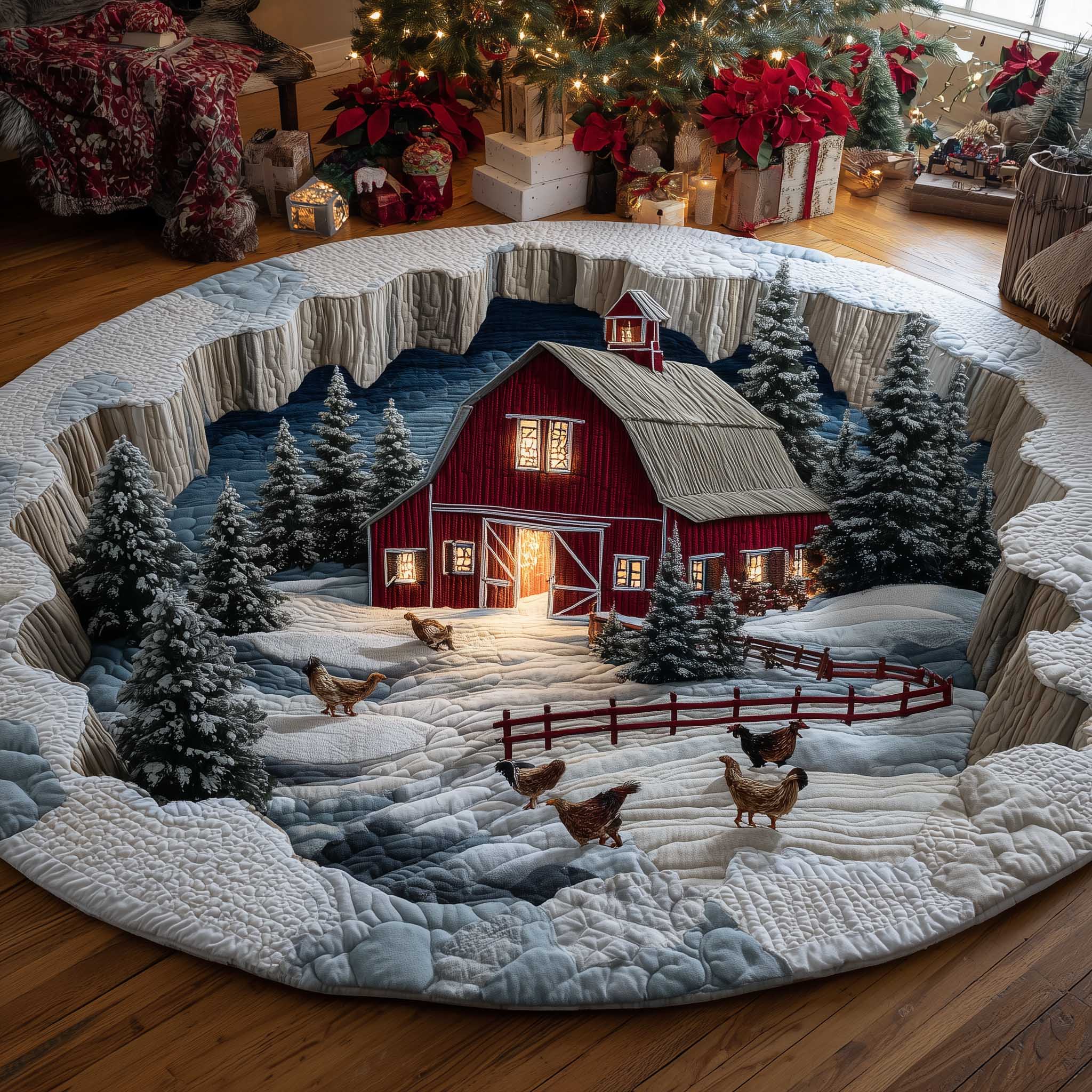 Frosted Homestead Quilted Round Mat Comfortable Quilted Round Mat for Relaxing Moments