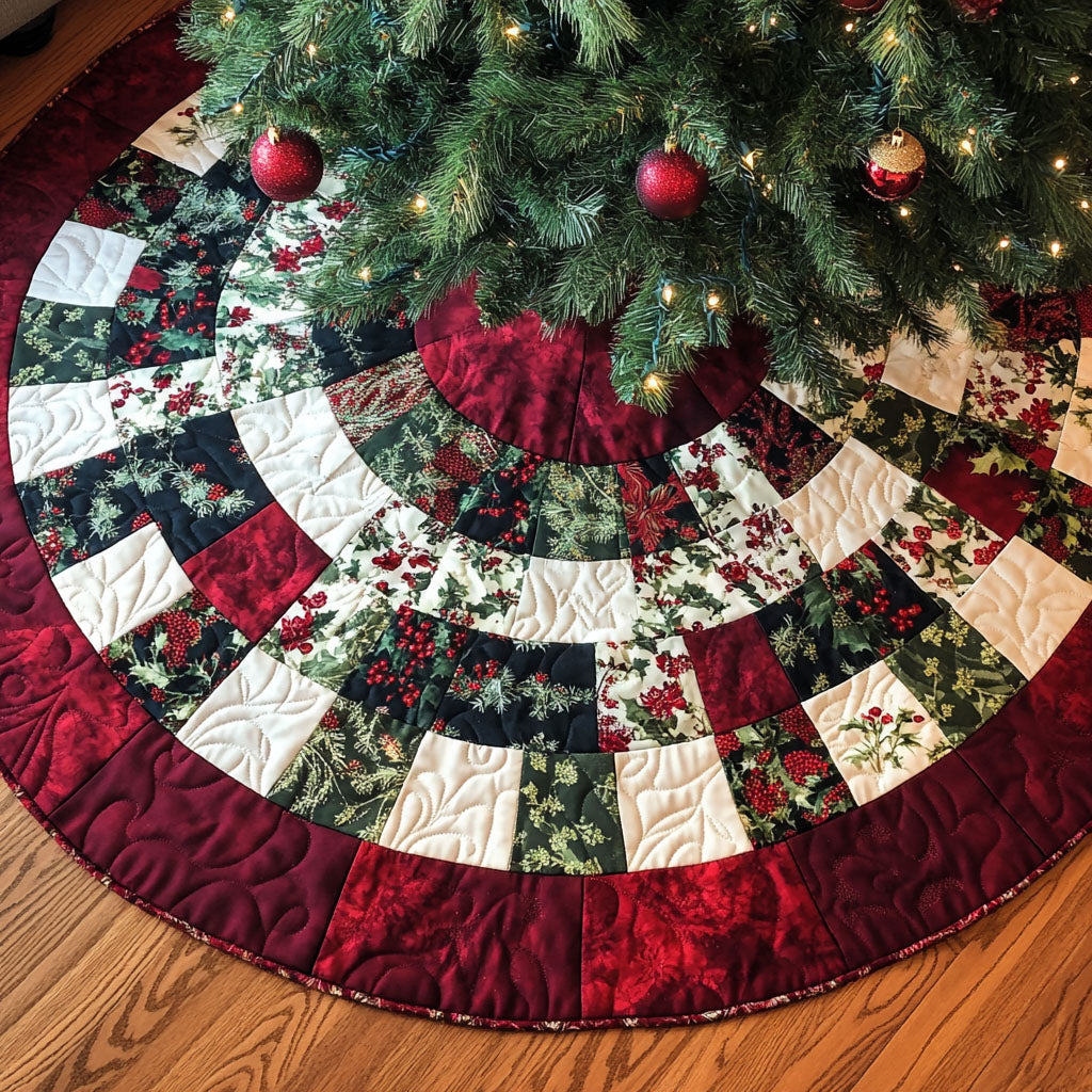 Frosted Pines Quilted Christmas Tree Skirt Christmas Tree Skirt Gift That Brings Joy