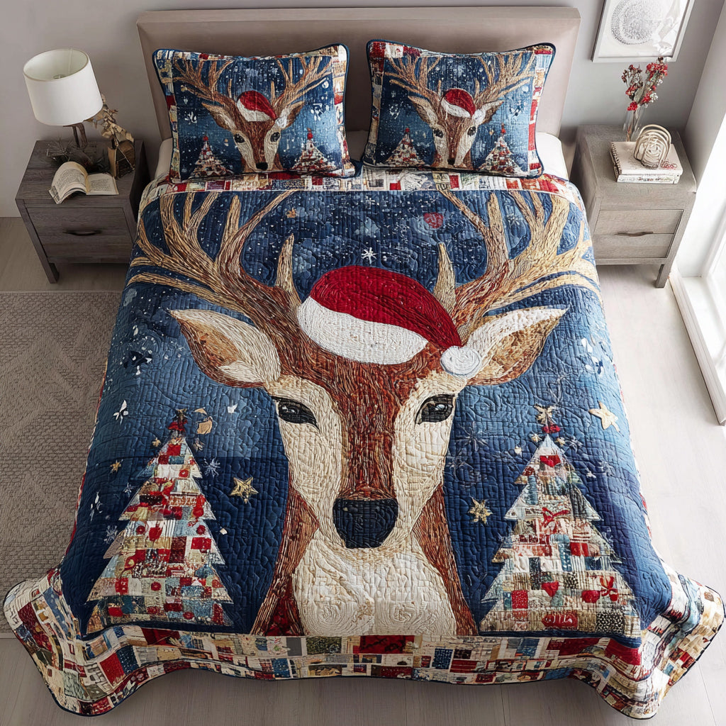 Frosted Reindeer Fantasy Quilted Bedding Set Xmas Duvet Cover Set Corporate Christmas Gifts