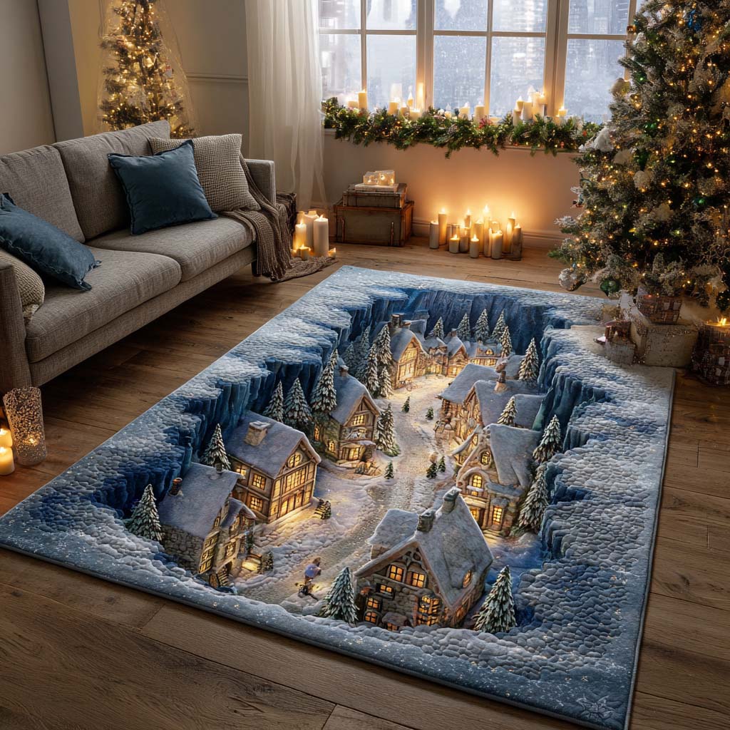 Frosted Village Area Rug Dining Room Decor Christmas Gifts For Son In Laws