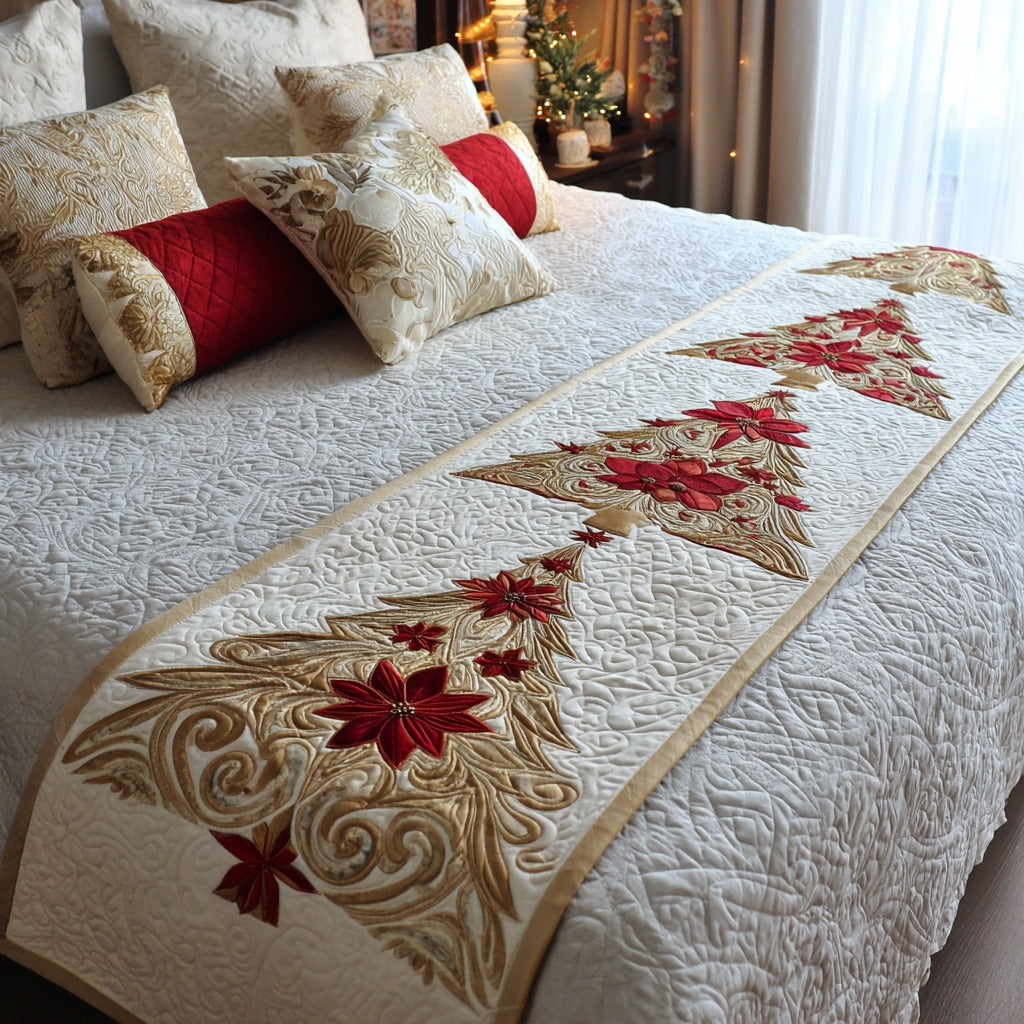 Frosted Whisper Quilted Bed Runner Christmas Bed Decor Family Xmas Presents