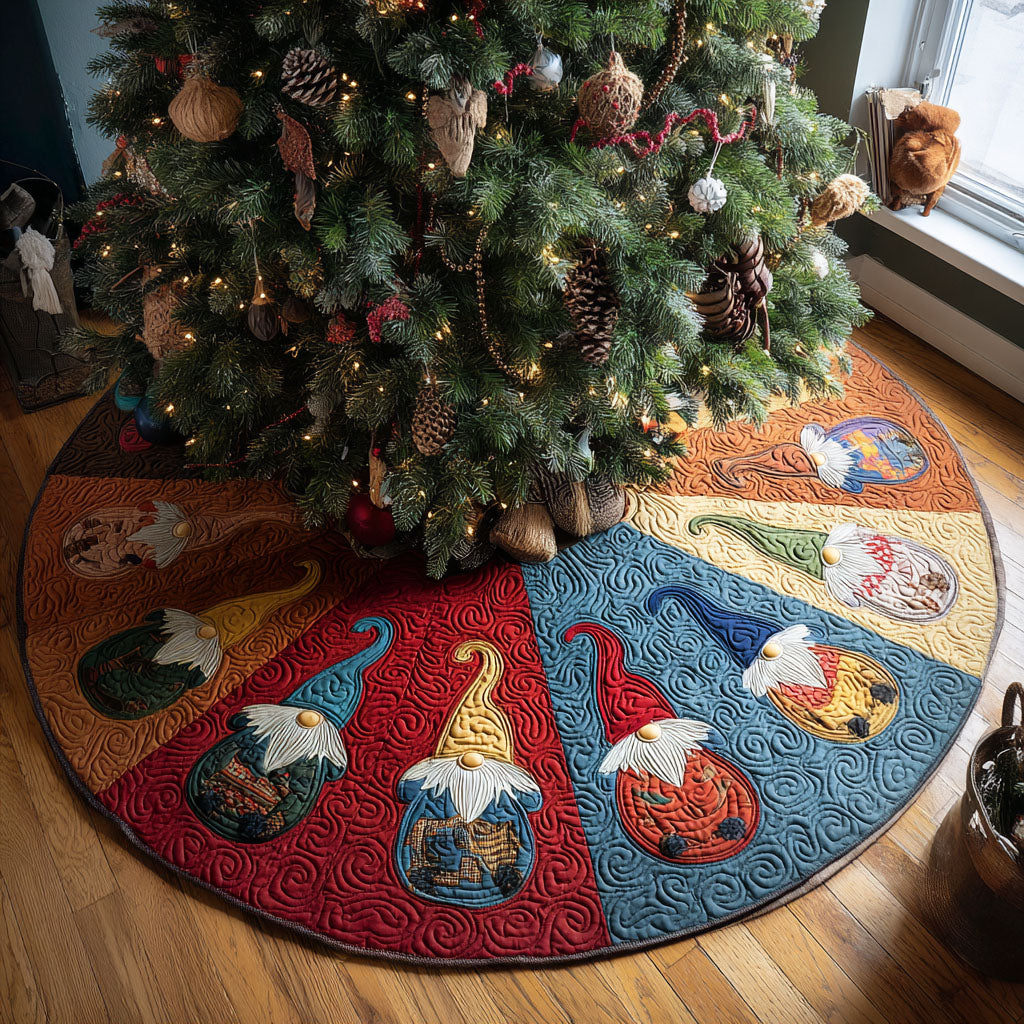Frosty Buttons Christmas Quilted Tree Skirt Premium Quilted Tree Skirt Gift for Holiday Enthusiasts