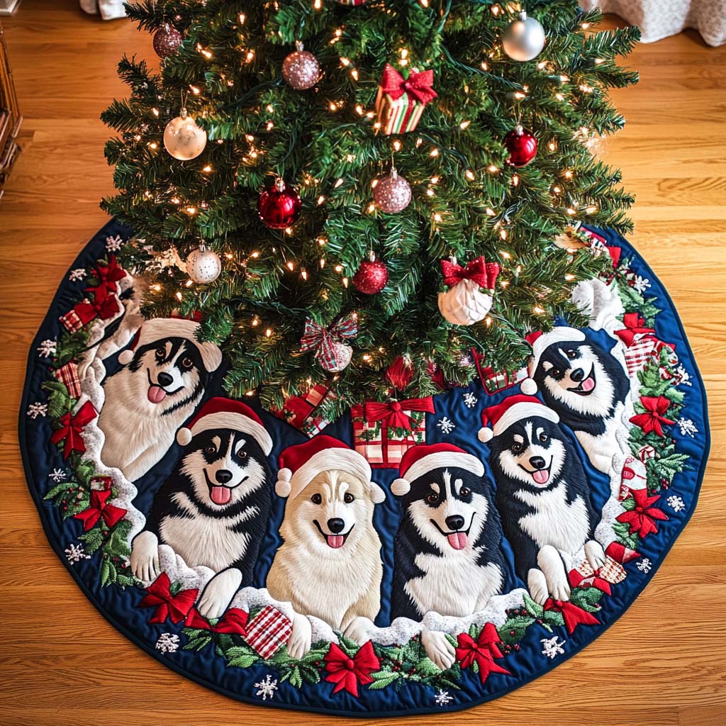 Frosty Companions Christmas Quilted Tree Skirt Warm And Cozy Holiday Decor Christmas Tree Decor