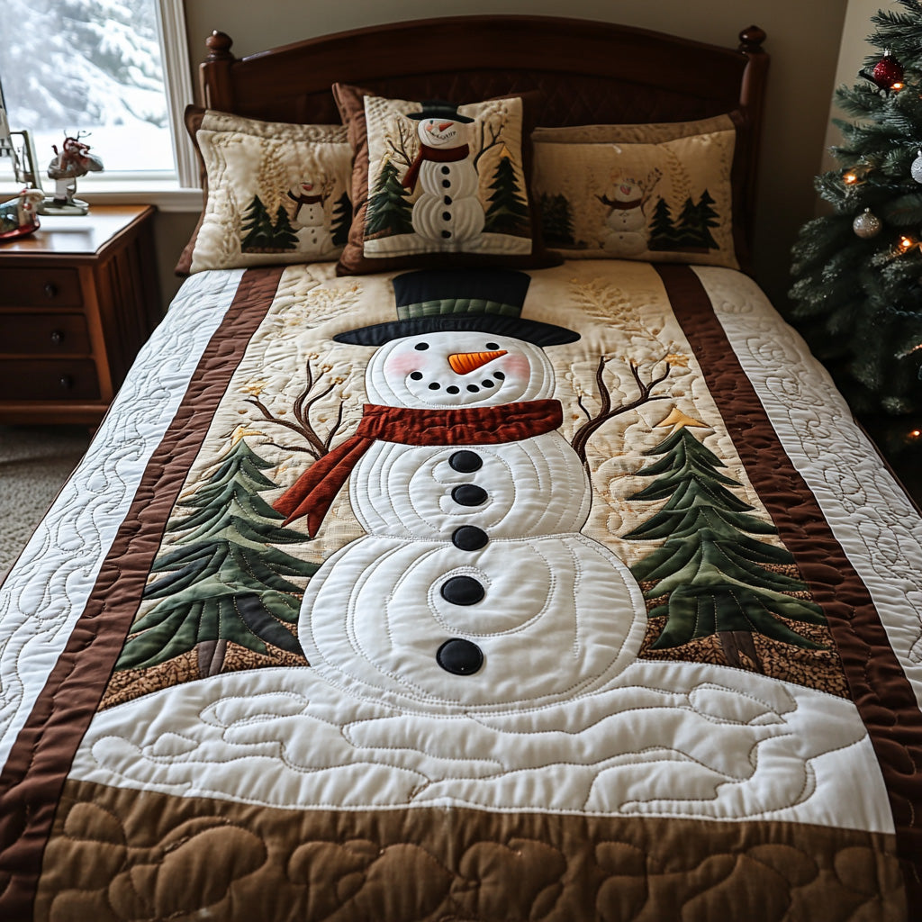 Frosty Dreams Quilted Bedding Set Christmas Bedding Sets Unique Snowman Gifts