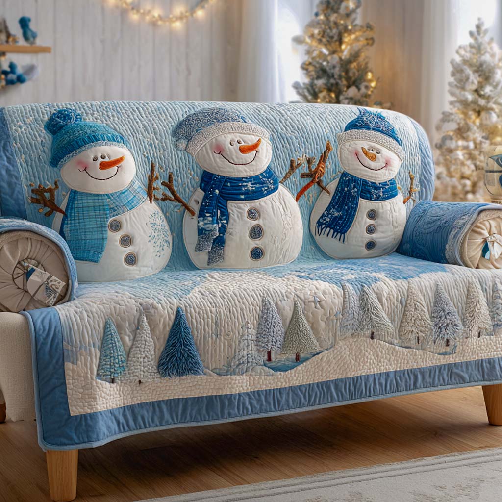Frosty Family Gathering Quilted Sofa Cover Holiday Living Decorations Mother In Law Christmas Gift