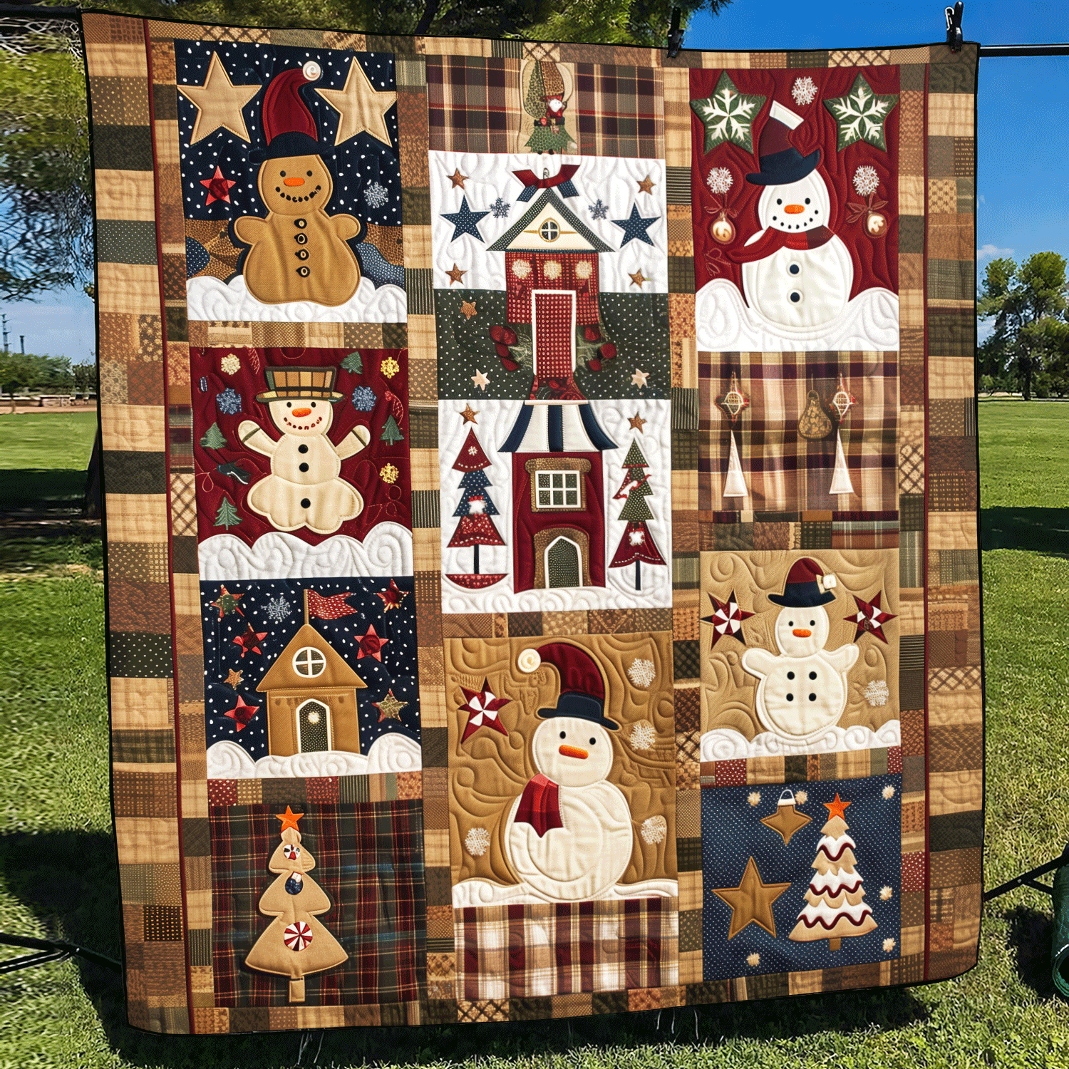 Frosty Festival Quilted Blanket Xmas Gifts For Men